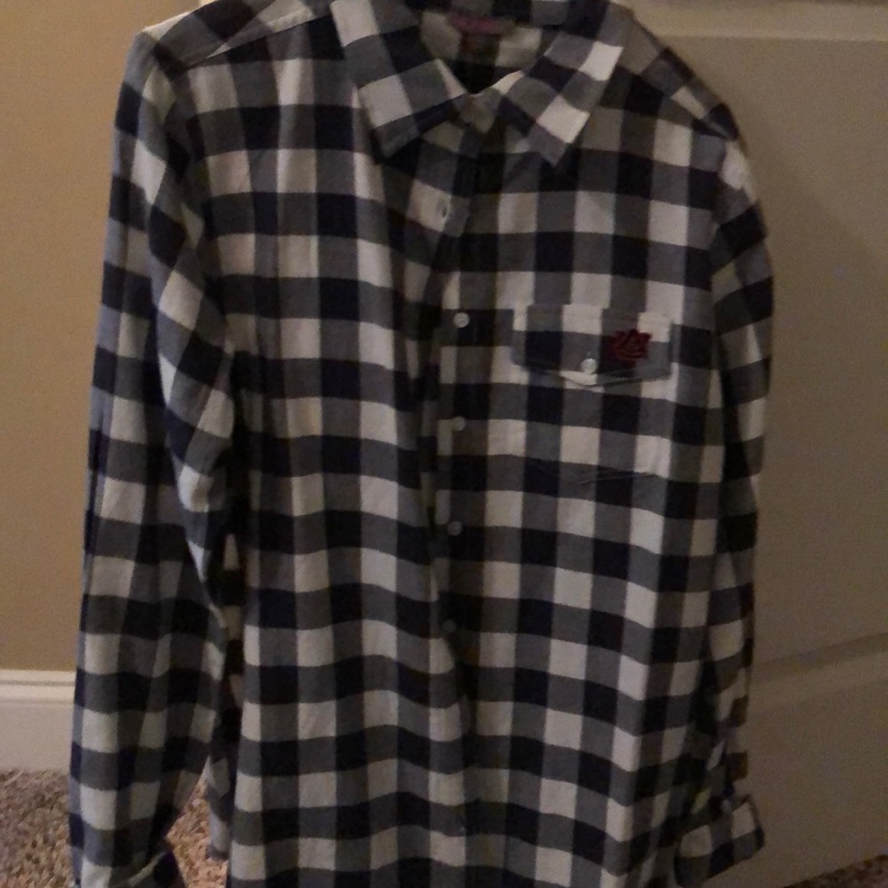 Button up plaid Auburn shirt